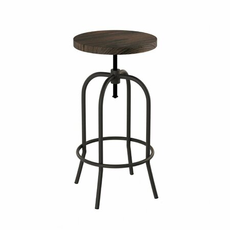 DISTRACCION Swivel Bar Stool-Adjustable Backless Bar, Counter Height Kitchen Stool-Metal Walnut Stained Seat DI3232830